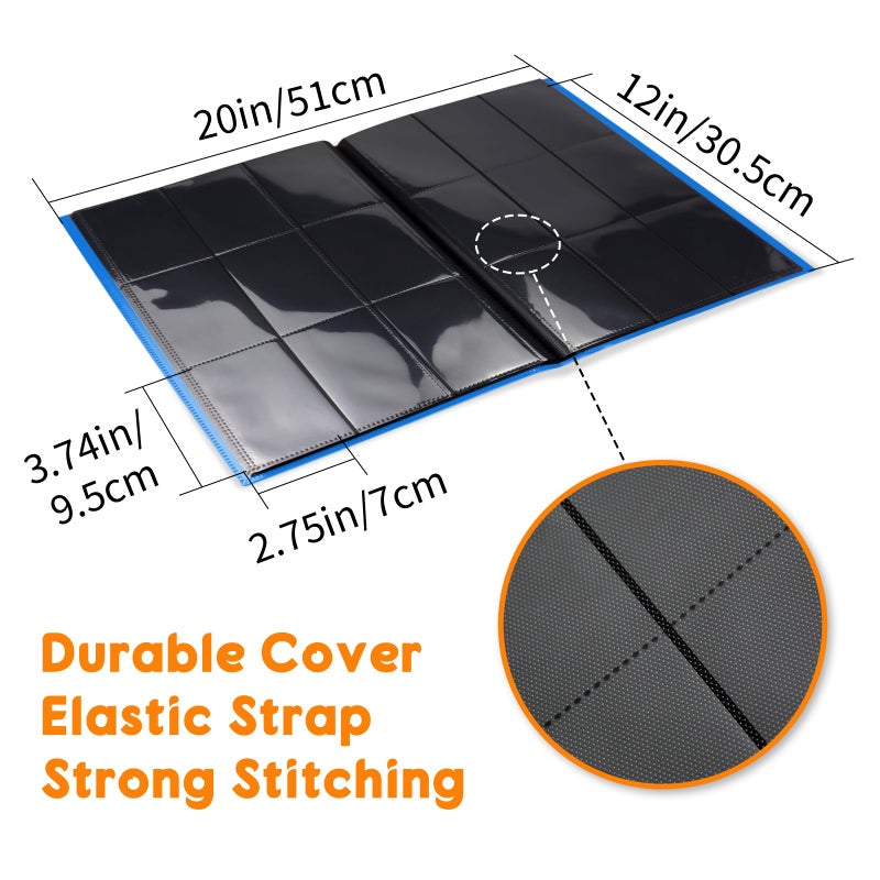 KIOEEE Blue Card Binder 9 Pocket, PP Cover Trading Card Binder for 360 Cards, Sturdy Card Collection Album, Card Holder Folders for MTG, TCG, Game Cards & Sports Cards - Image 2